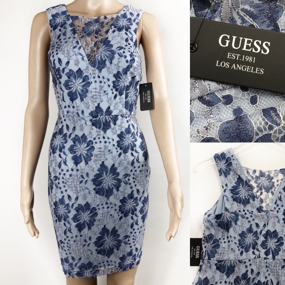 Guess Blue Floral Dress Size 6 NWT